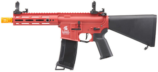 Lancer Tactical Gen 3 Hellion 7" M-LOK Airsoft AEG Rifle w/ Stubby Stock, Red/Black