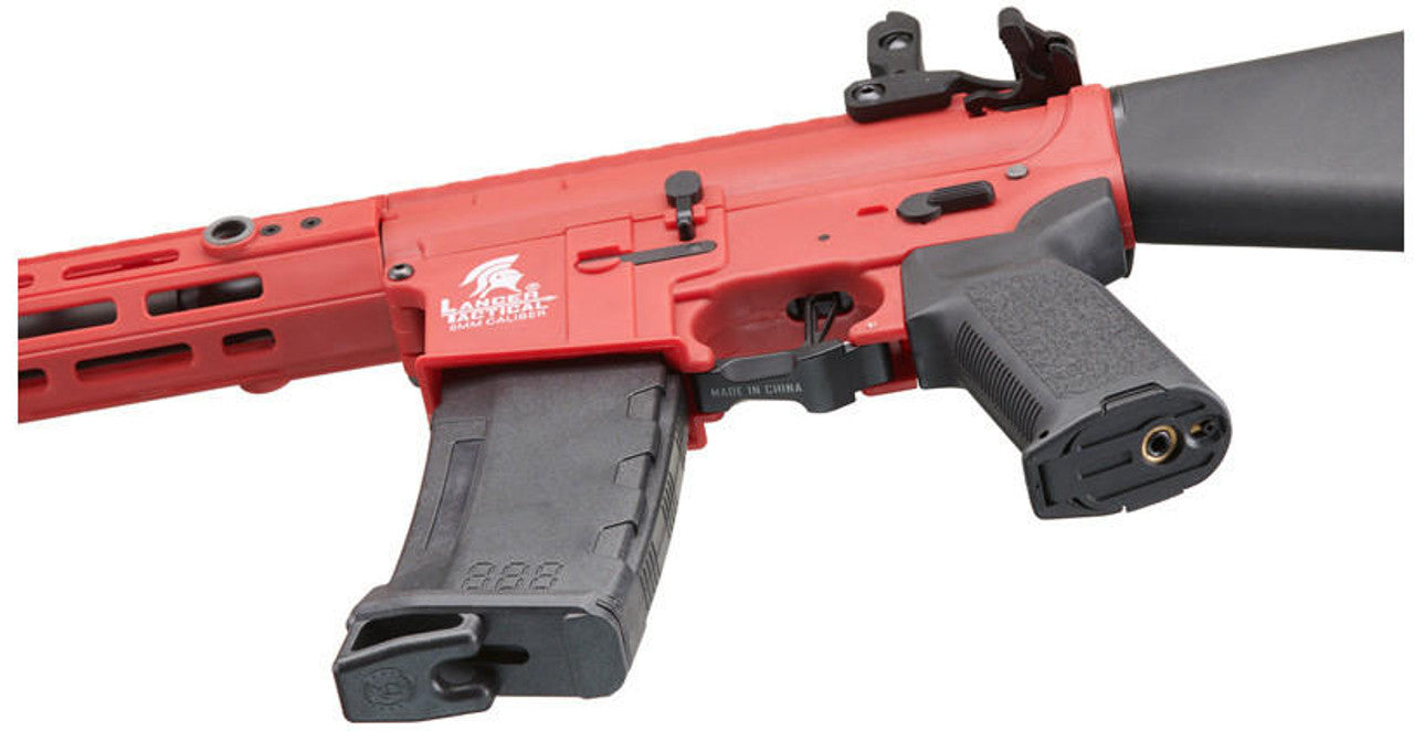 Lancer Tactical Gen 3 Hellion 7" M-LOK Airsoft AEG Rifle w/ Stubby Stock, Red/Black