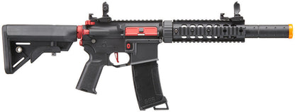 Lancer Tactical Gen 3 M4 Carbine SD AEG Airsoft Rifle with Red Accents, Black