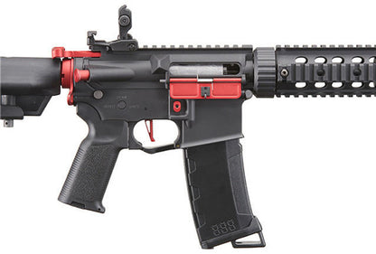 Lancer Tactical Gen 3 M4 Carbine SD AEG Airsoft Rifle with Red Accents, Black