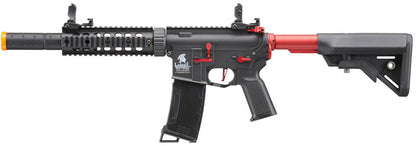 Lancer Tactical Gen 3 M4 Carbine SD AEG Airsoft Rifle with Red Accents, Black