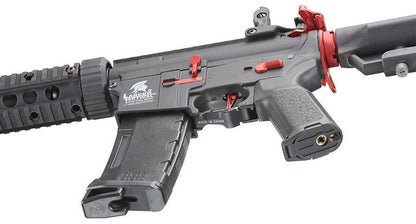 Lancer Tactical Gen 3 M4 Carbine SD AEG Airsoft Rifle with Red Accents, Black