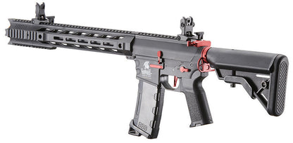 Lancer Tactical Gen 3 M4 SPR Interceptor Airsoft AEG Rifle with Red Accents, Black