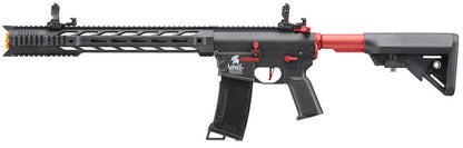 Lancer Tactical Gen 3 M4 SPR Interceptor Airsoft AEG Rifle with Red Accents, Black