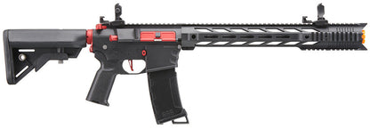 Lancer Tactical Gen 3 M4 SPR Interceptor Airsoft AEG Rifle with Red Accents, Black