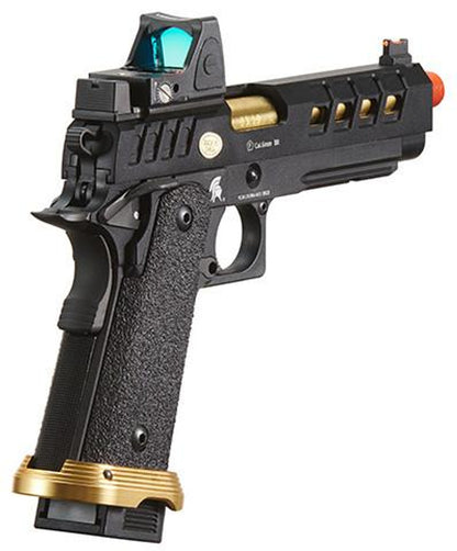 Lancer Tactical Heracles Hi-Capa Gas Blowback Airsoft Pistol w/ Reflex Dot, Black/Gold