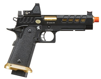 Lancer Tactical Heracles Hi-Capa Gas Blowback Airsoft Pistol w/ Reflex Dot, Black/Gold