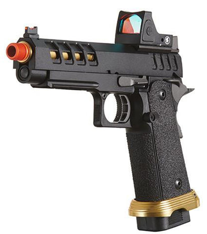 Lancer Tactical Heracles Hi-Capa Gas Blowback Airsoft Pistol w/ Reflex Dot, Black/Gold