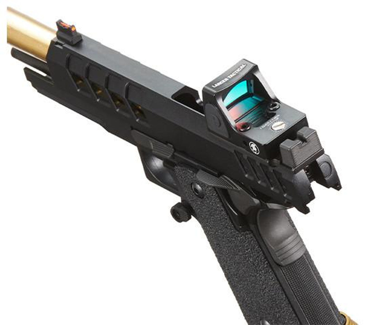 Lancer Tactical Heracles Hi-Capa Gas Blowback Airsoft Pistol w/ Reflex Dot, Black/Gold