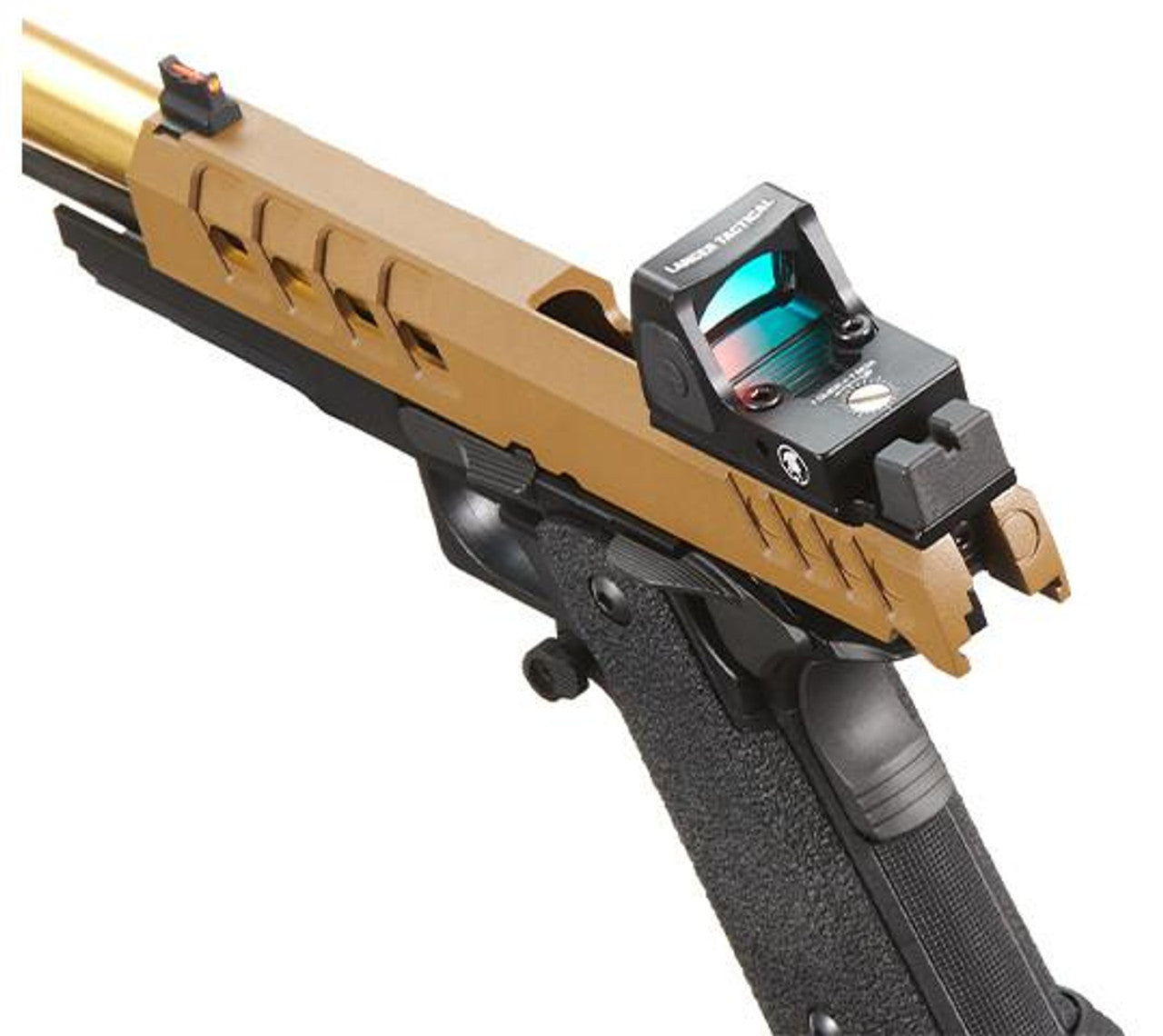 Lancer Tactical Heracles Hi-Capa Gas Blowback Airsoft Pistol w/ Reflex Dot, Tan/Black