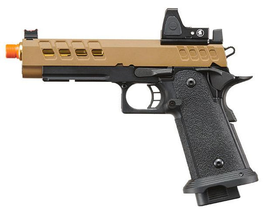 Lancer Tactical Heracles Hi-Capa Gas Blowback Airsoft Pistol w/ Reflex Dot, Tan/Black