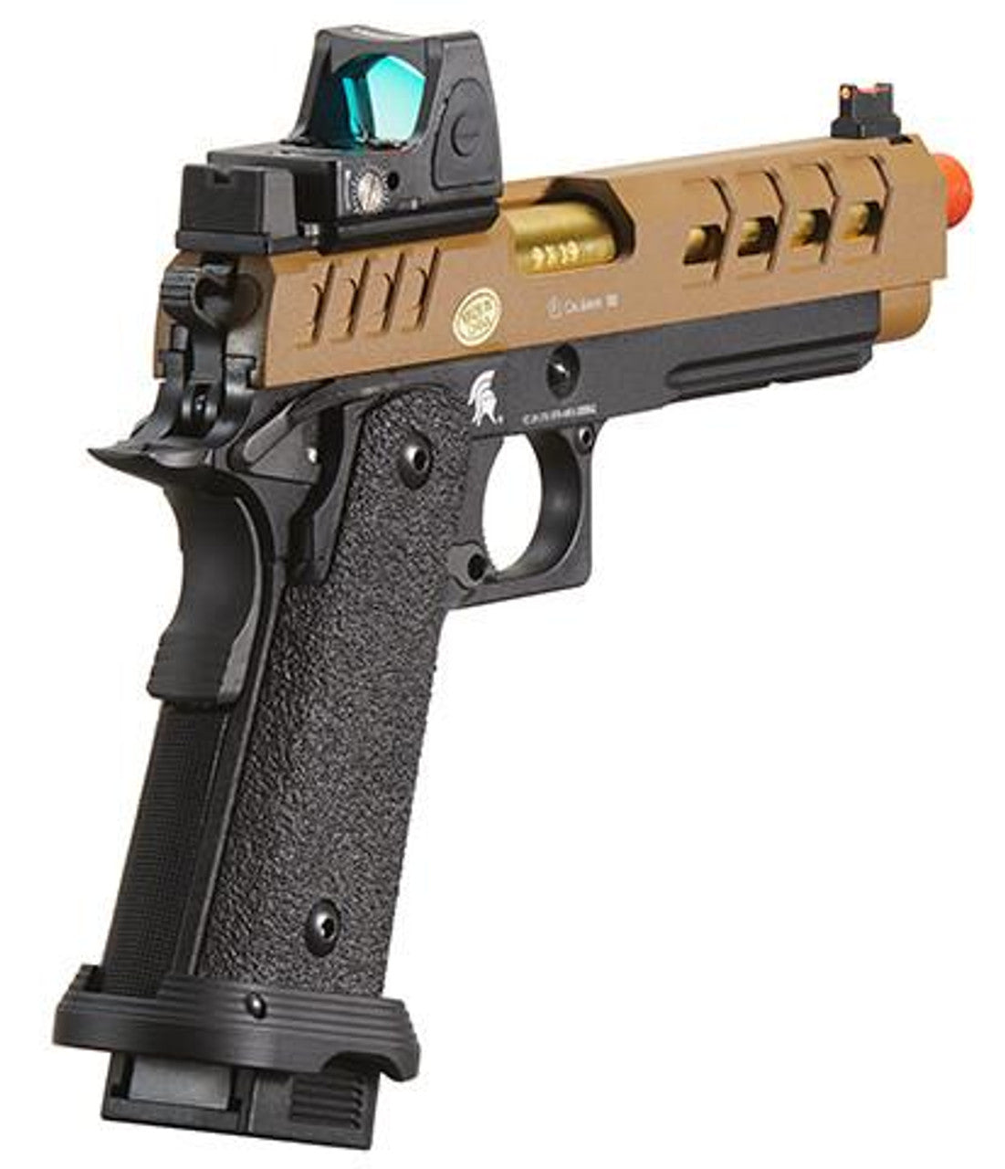 Lancer Tactical Heracles Hi-Capa Gas Blowback Airsoft Pistol w/ Reflex Dot, Tan/Black