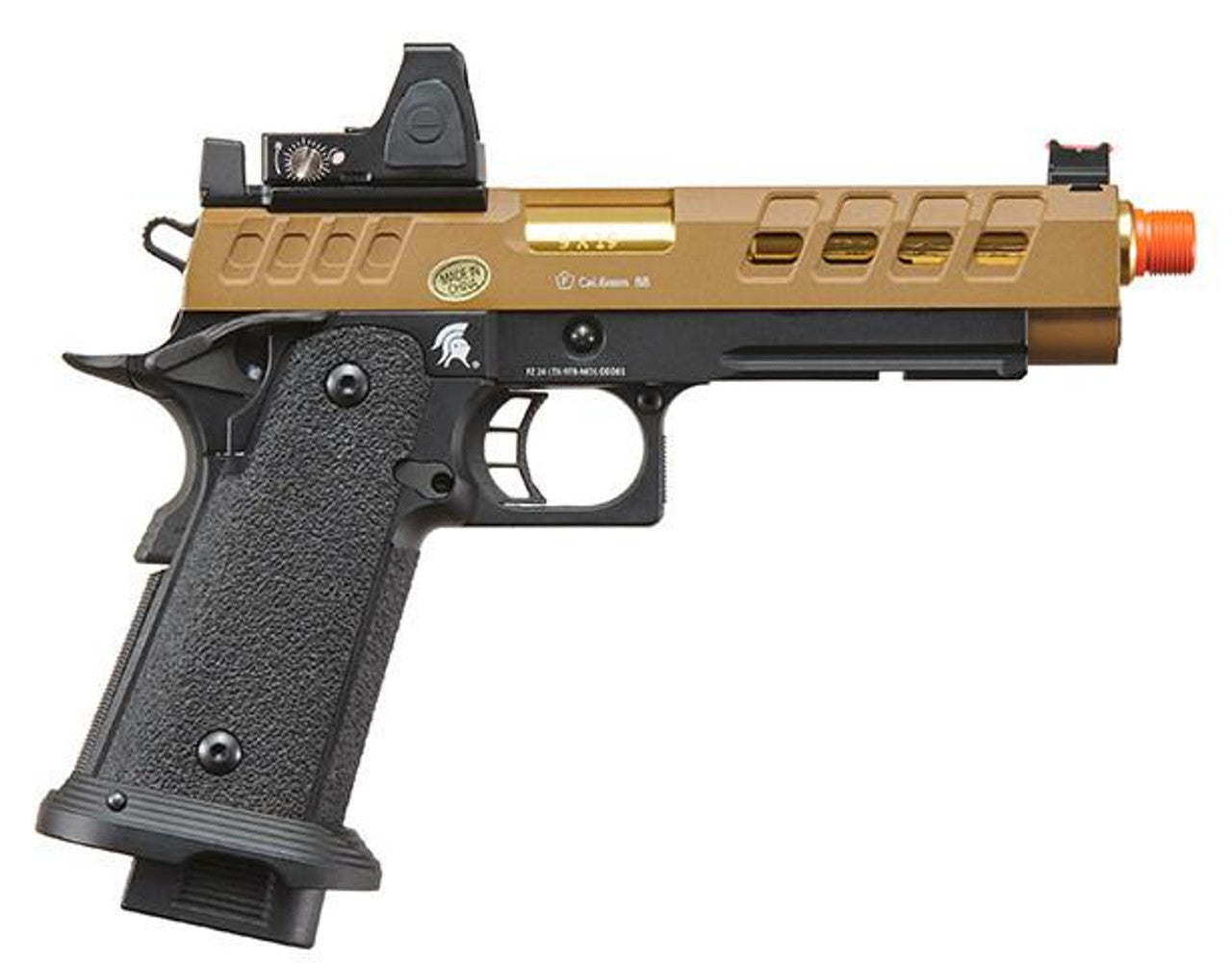 Lancer Tactical Heracles Hi-Capa Gas Blowback Airsoft Pistol w/ Reflex Dot, Tan/Black
