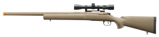 Lancer Tactical High FPS M24 Bolt Action Spring Powered Airsoft Sniper Rifle w/ Scope, Tan
