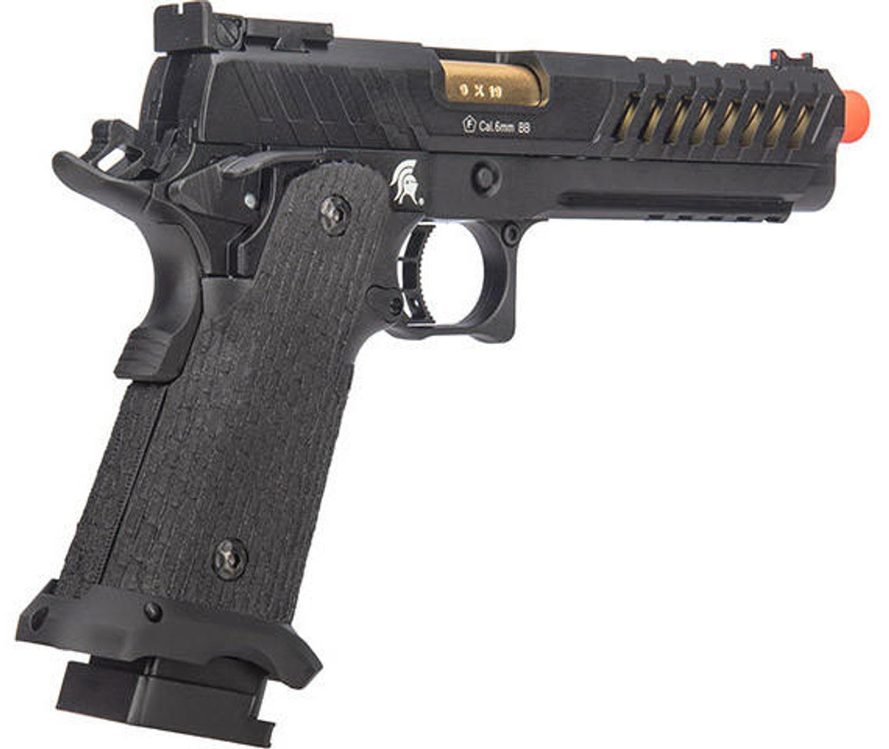 Lancer Tactical Knightshade Gold Barrel Hi-Capa Gas Blowback Airsoft Pistol, Black/Gold