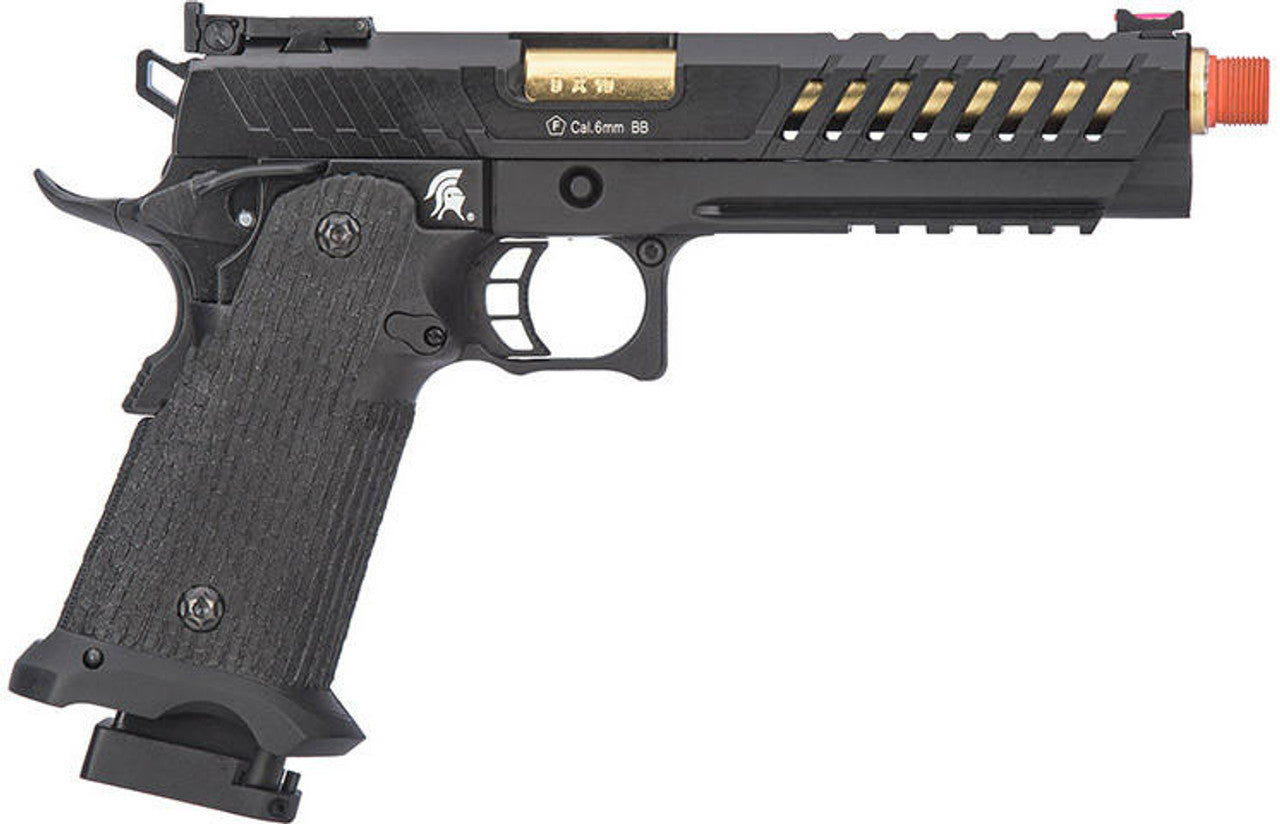 Lancer Tactical Knightshade Gold Barrel Hi-Capa Gas Blowback Airsoft Pistol, Black/Gold