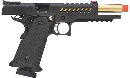Lancer Tactical Knightshade Gold Barrel Hi-Capa Gas Blowback Airsoft Pistol, Black/Gold