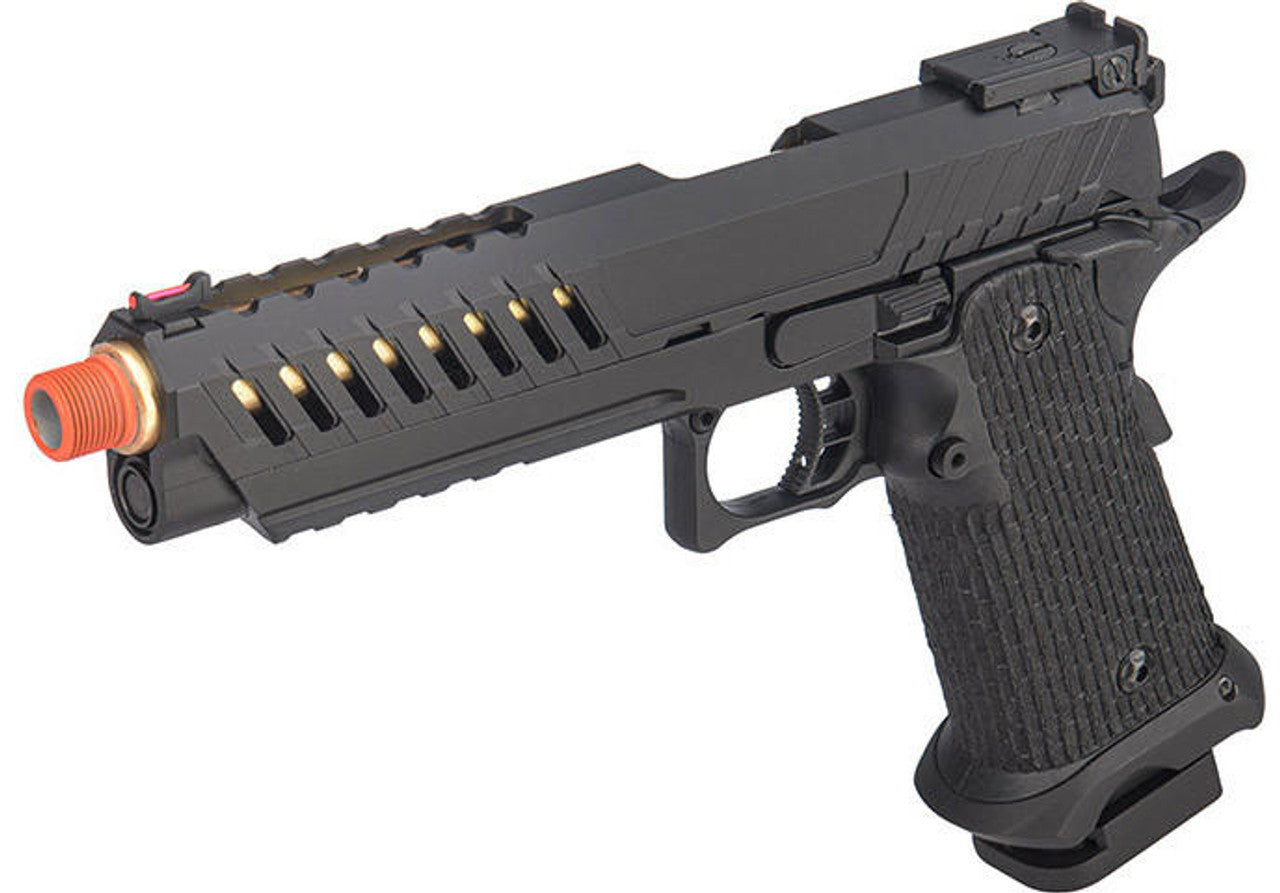 Lancer Tactical Knightshade Gold Barrel Hi-Capa Gas Blowback Airsoft Pistol, Black/Gold