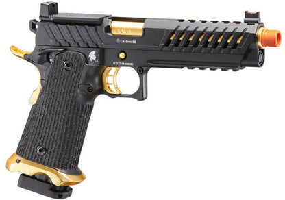 Lancer Tactical Knightshade Hi-Capa Gas Blowback Airsoft Pistol w/ Red Dot Mount, Black/Gold