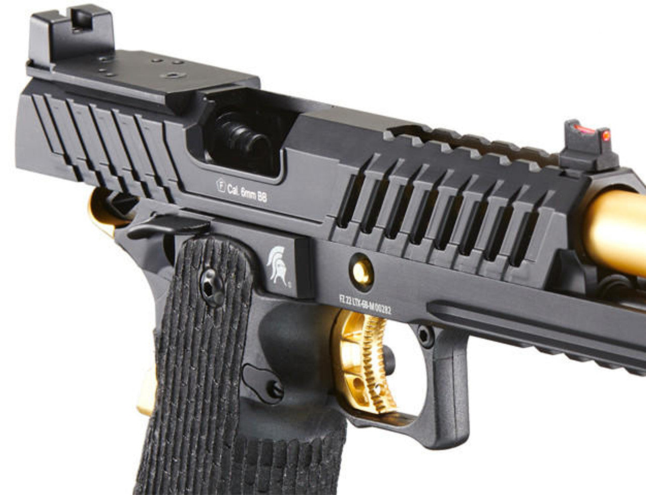 Lancer Tactical Knightshade Hi-Capa Gas Blowback Airsoft Pistol w/ Red Dot Mount, Black/Gold