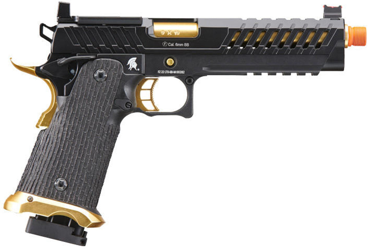 Lancer Tactical Knightshade Hi-Capa Gas Blowback Airsoft Pistol w/ Red Dot Mount, Black/Gold