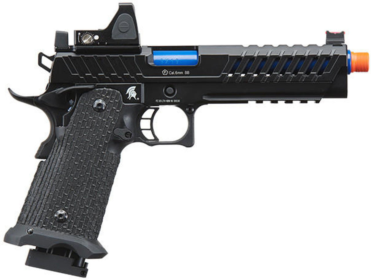 Lancer Tactical Knightshade Hi-Capa Gas Blowback Airsoft Pistol w/ Reflex Red Dot Sight, Black/Blue