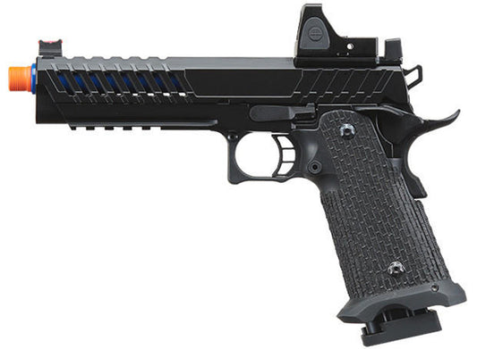 Lancer Tactical Knightshade Hi-Capa Gas Blowback Airsoft Pistol w/ Reflex Red Dot Sight, Black/Blue