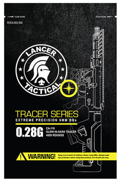Lancer Tactical Pro Series Airsoft Tracer BBs, 0.23g/0.25g/0.28g, 4000 Count, Green