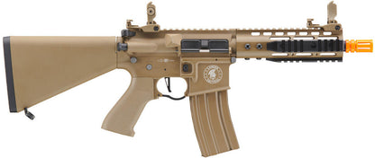 Lancer Tactical Proline 7" KeyMod Airsoft AEG Rifle w/ Stubby Stock, Tan