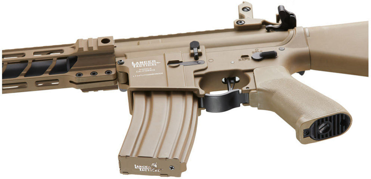 Lancer Tactical Proline 7" KeyMod Airsoft AEG Rifle w/ Stubby Stock, Tan
