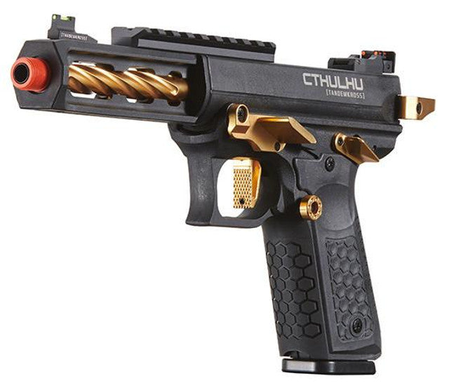 Lancer Tactical x Tandemkross CTHULHU Gas Blow Back Airsoft Pistol, Black/Gold