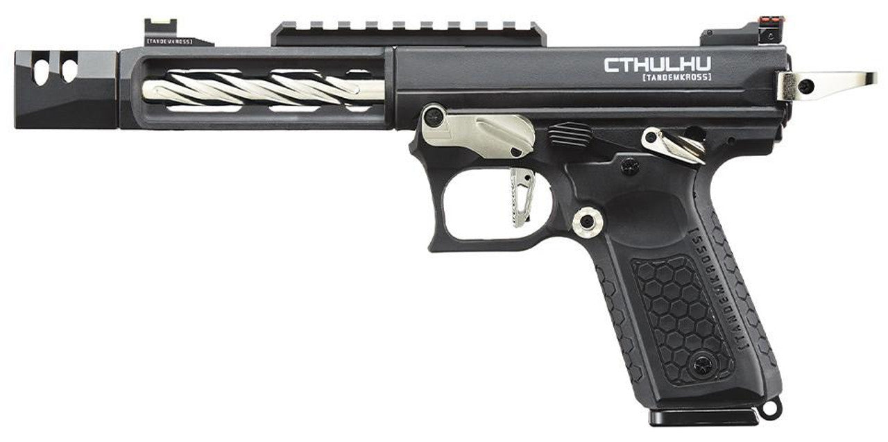 Lancer Tactical x Tandemkross CTHULHU Gas Blow Back Airsoft Pistol, Black/Silver