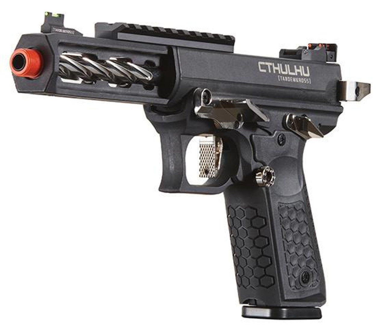 Lancer Tactical x Tandemkross CTHULHU Gas Blow Back Airsoft Pistol, Black/Silver