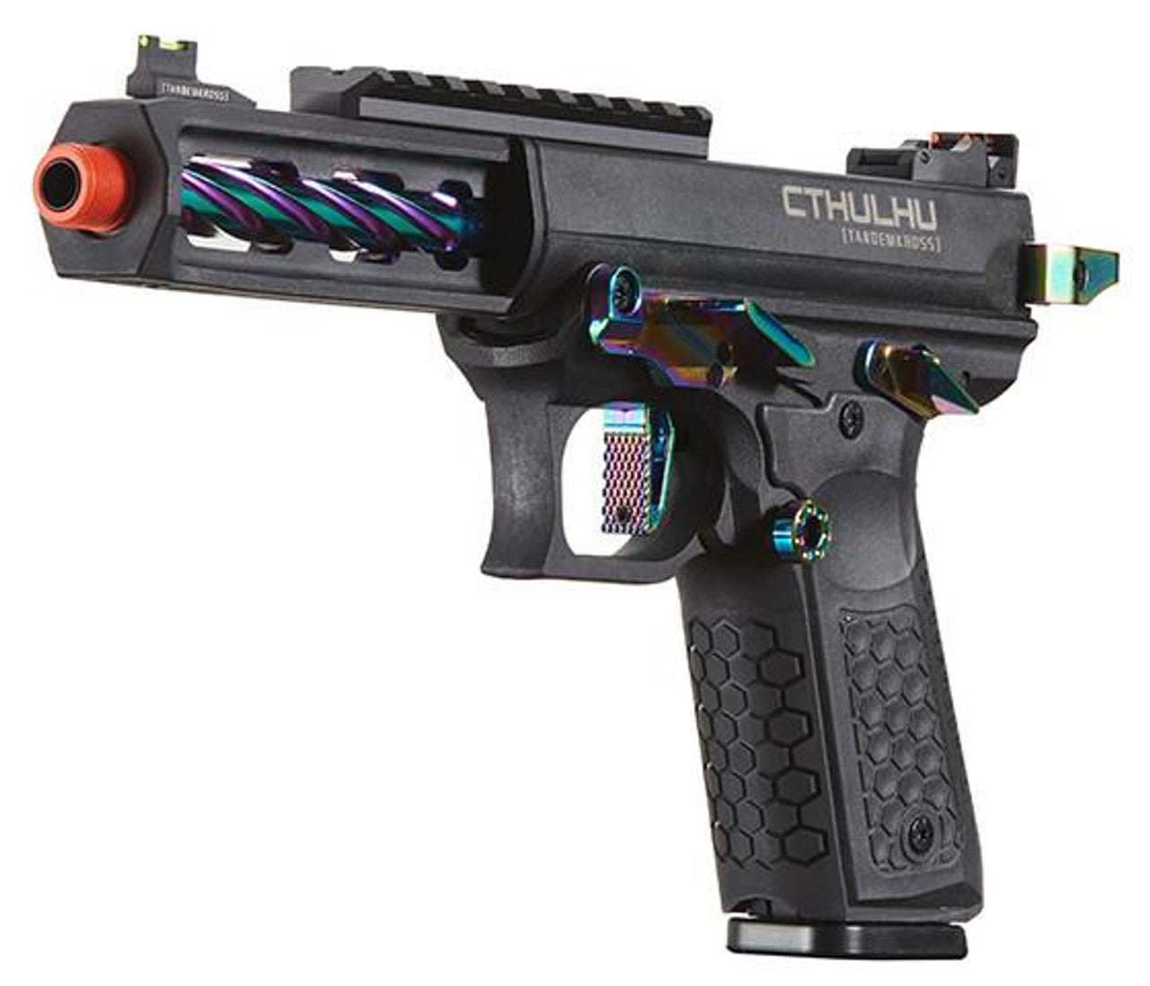 Lancer Tactical x Tandemkross CTHULHU Gas Blow Back Airsoft Pistol, Black/Titanium