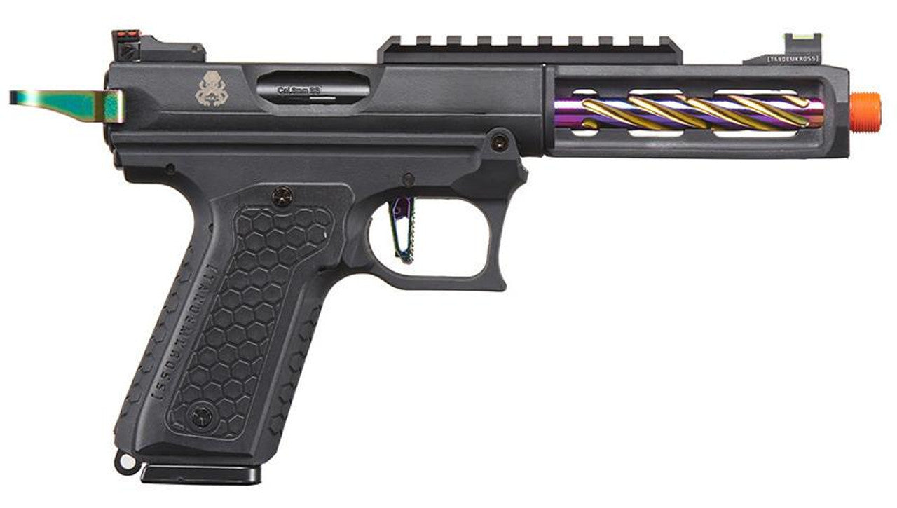 Lancer Tactical x Tandemkross CTHULHU Gas Blow Back Airsoft Pistol, Black/Titanium