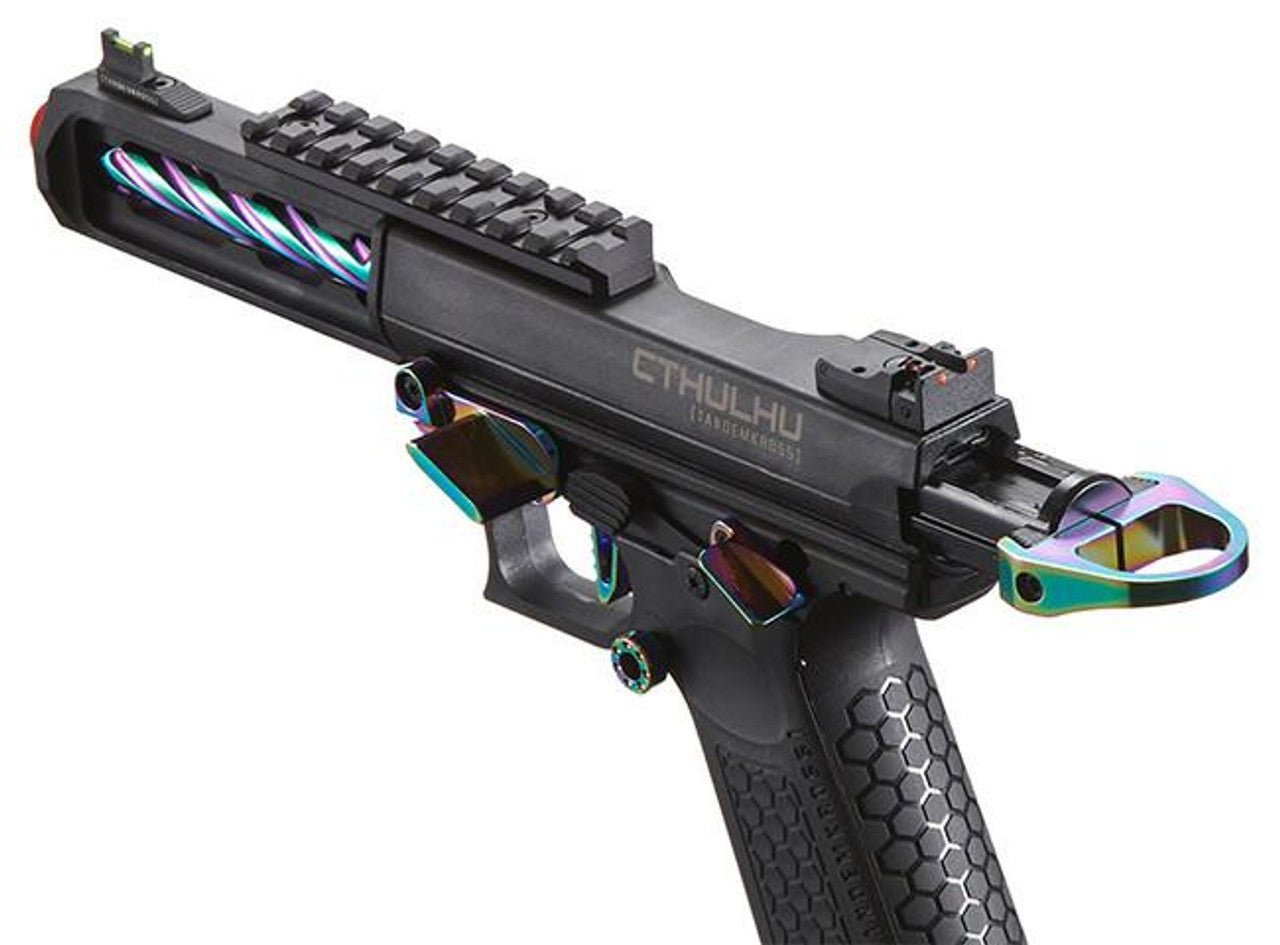 Lancer Tactical x Tandemkross CTHULHU Gas Blow Back Airsoft Pistol, Black/Titanium